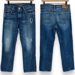 American Eagle Outfitters Mens Medium Wash Distressed Original Straight Jean 30